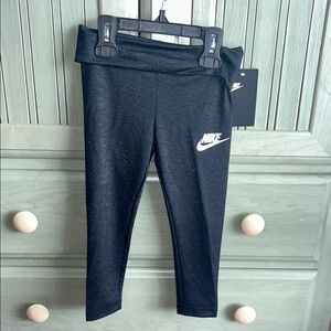 NWT Nike Kids Black Sparkle Leggings Size 4